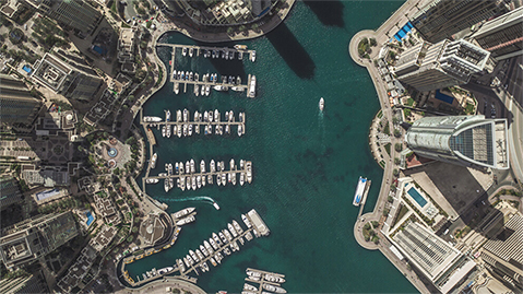 Aerial shot of Dubai