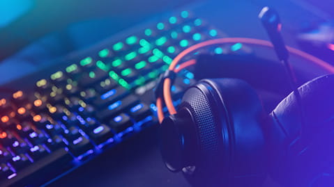 Gaming eGaming and gambling - keyboard and headphones