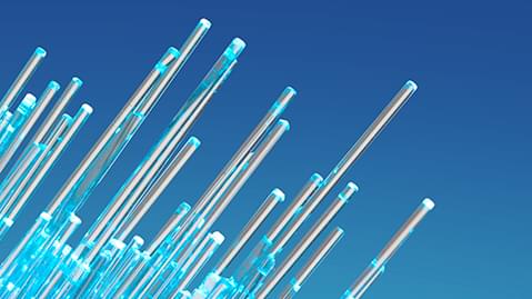 Fibre optic cables with a blue background