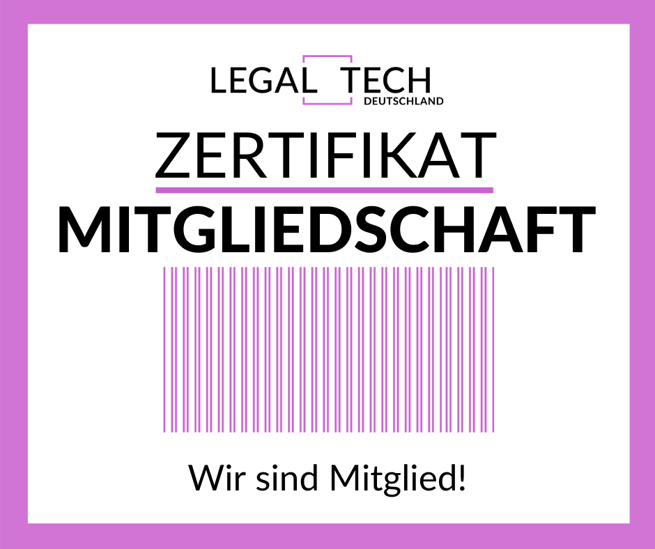 Legal tech Mitgliedschaft Zertifikat
