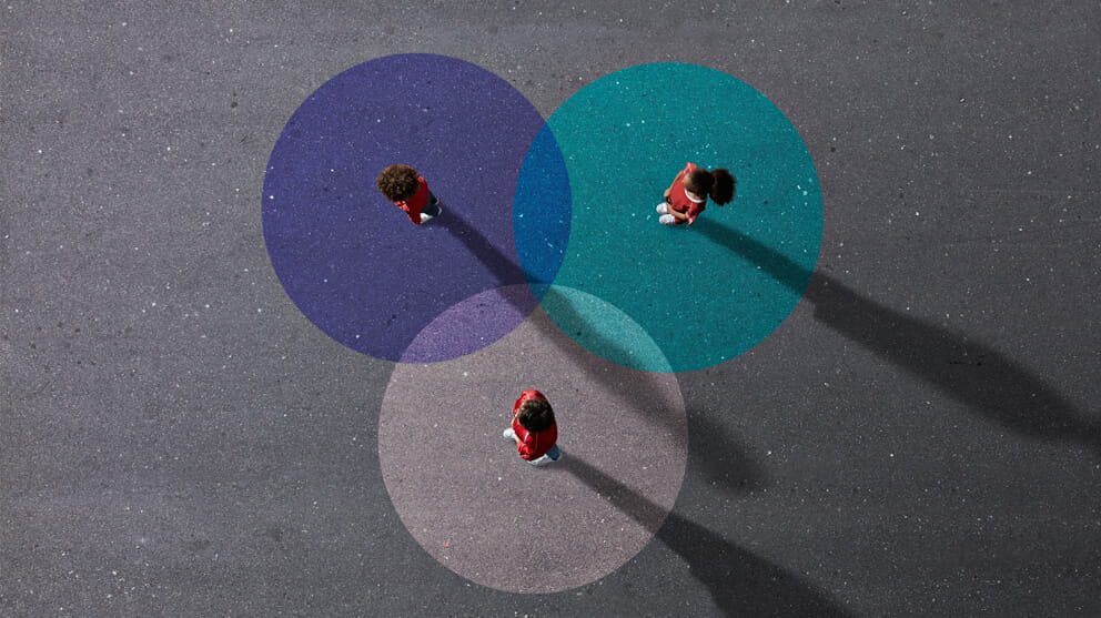 standing on painted Venn Diagrams