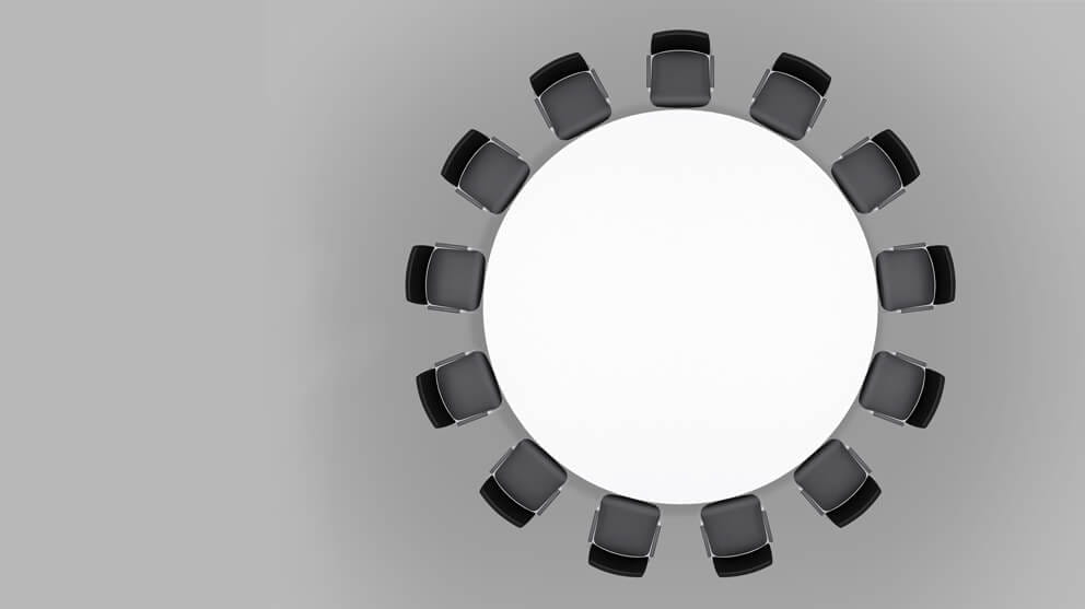 Round table with chairs view from above