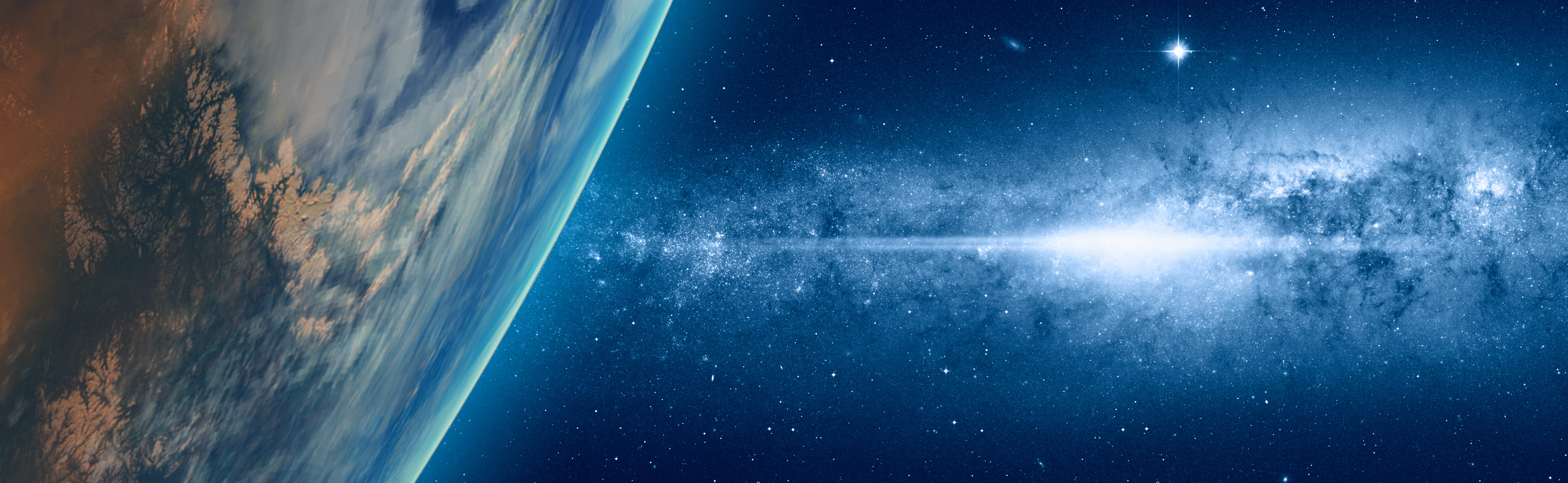 Ein Bild des Weltalls und der Erde als Symbol für den Raumfahrtsektor