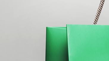 Green bag on grey background