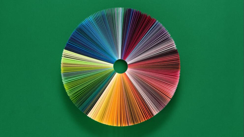 Pie chart consists of colourful paper