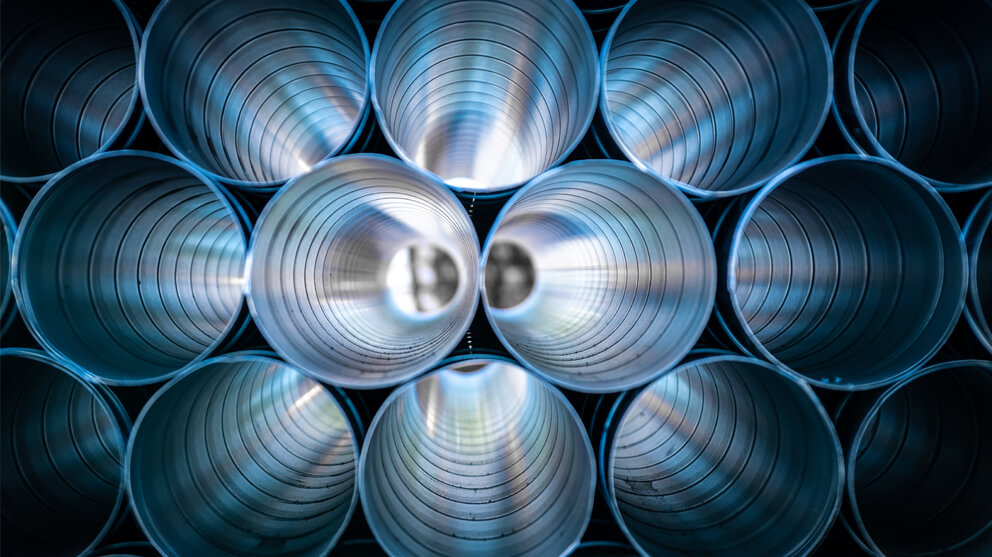 Large Silver Pipes Stacked