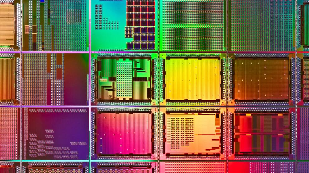 Multi Coloured Computer Wafer Macrophotography