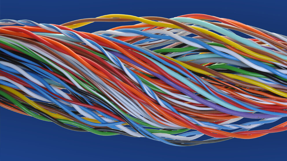 Colourful swirl cable close-up