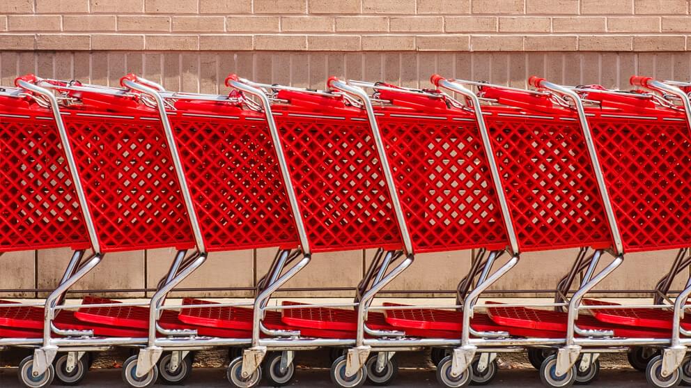 Close up of shopping trollies