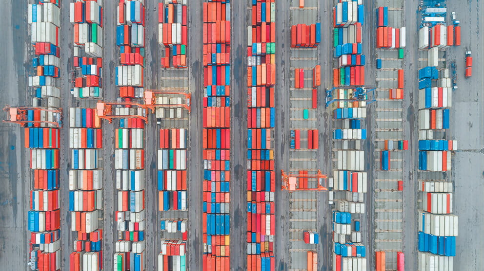 Top view of container