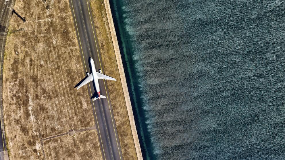 Aerial view of an airplane