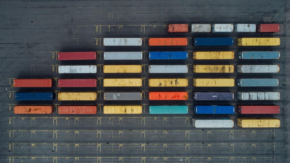 Top View Of Multi Coloured Shipping Containers
