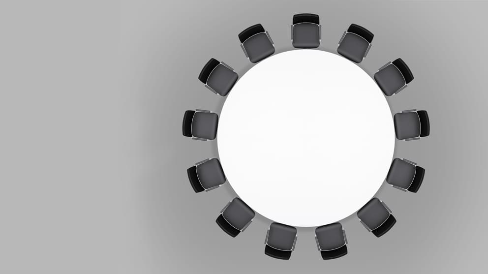 Round table with chairs viewed from above