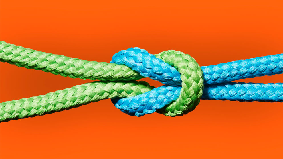two ropes knotted together