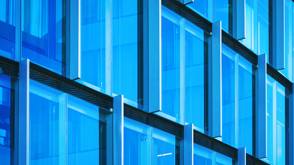 Windows of blue modern futuristic glass