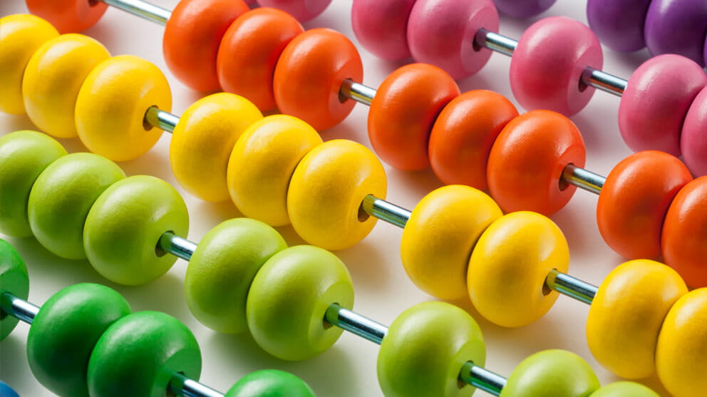Abacus with colored beads Close-Up