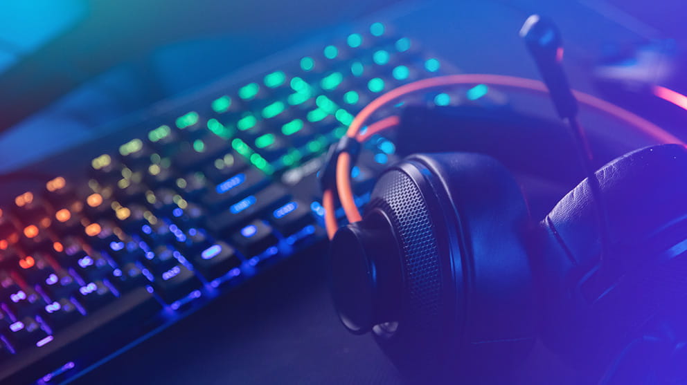 Gaming eGaming and gambling - keyboard and headphones