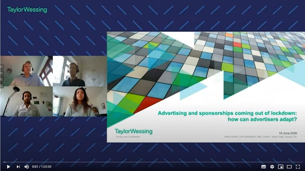 Screenshot of Advertising and sponsorships coming out of lockdown webinar recording